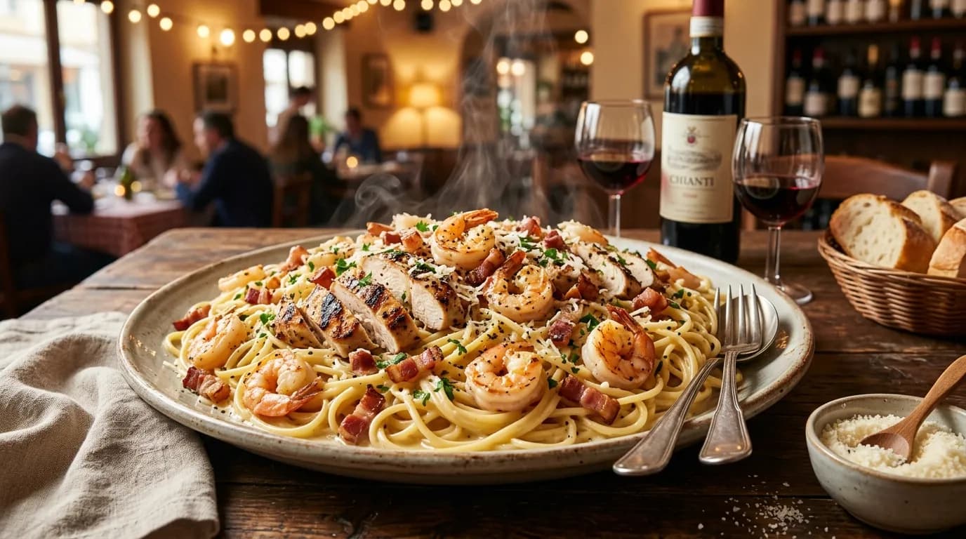 Chicken and Shrimp Carbonara
