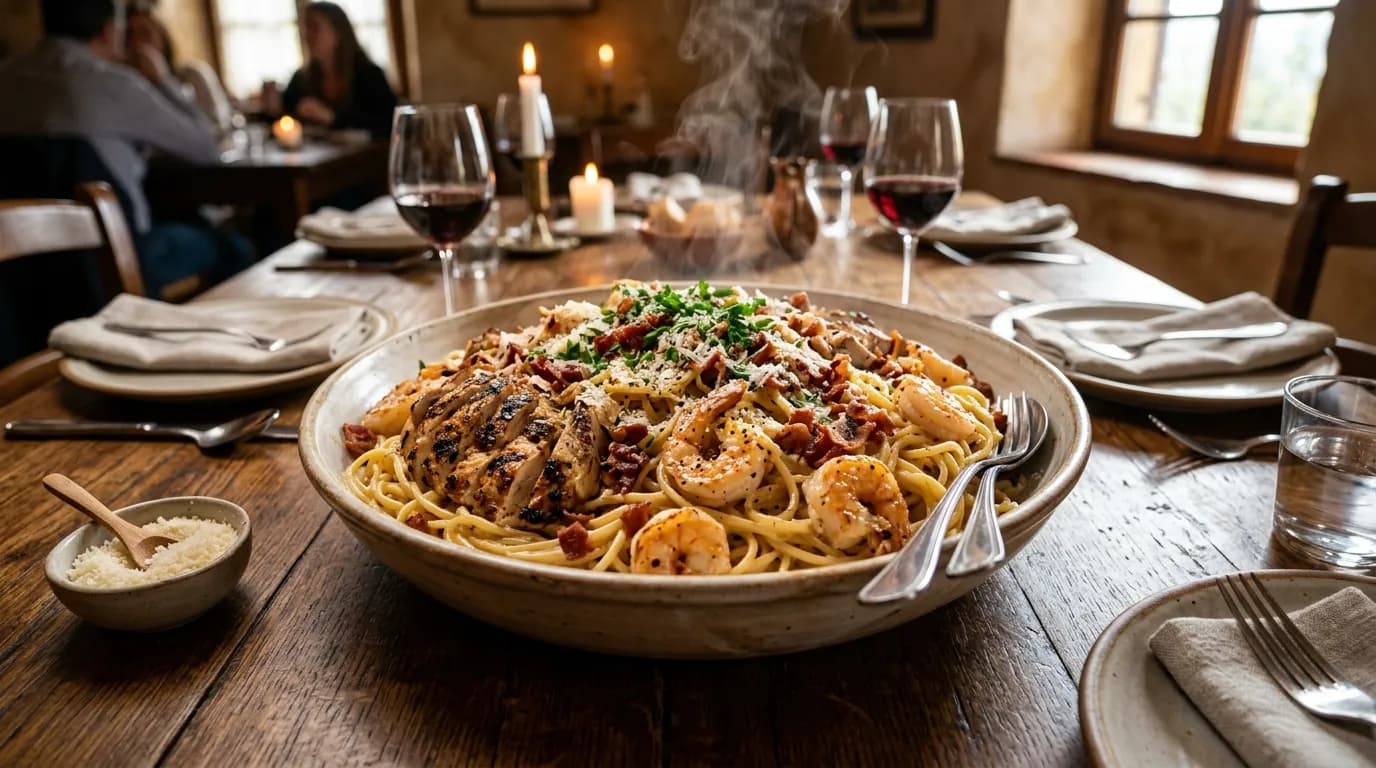 Chicken & Shrimp Carbonara Family Pan
