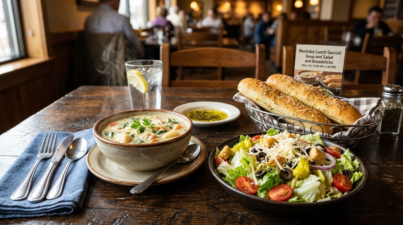 WEEKDAY Lunch Special: Soup AND Salad AND Breadsticks (Mon-Fri 11-2:30PM)
